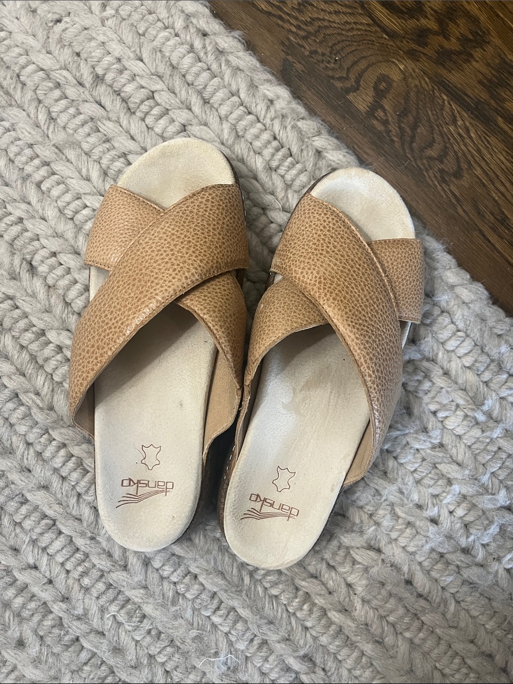 Dansko Tan Crossover Leather Sandals